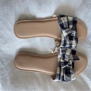 LOFT Women's Checkered Slide Sandals - Black and Cream